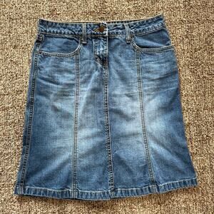 LAUNDRY by Shelli Segal Low Rise Denim Tulip knee length skirt size 4 Y2K